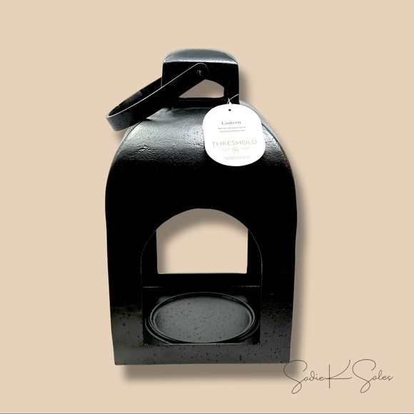 13.5" Cast Aluminum Lantern Candle Holder Black Medium - Threshold - Picture 7 of 7